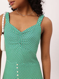 DressBerry Boho Vibes Shoulder Straps Front Slit Smocked A-Line Dress