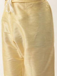 SOJANYA Men Golden Thread Work Kurta with Churidar & Nehru Jacket