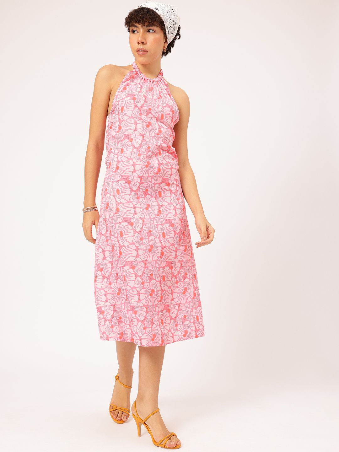 DressBerry Fairy Tale Flair Floral Print Halter A-Line Midi Dress