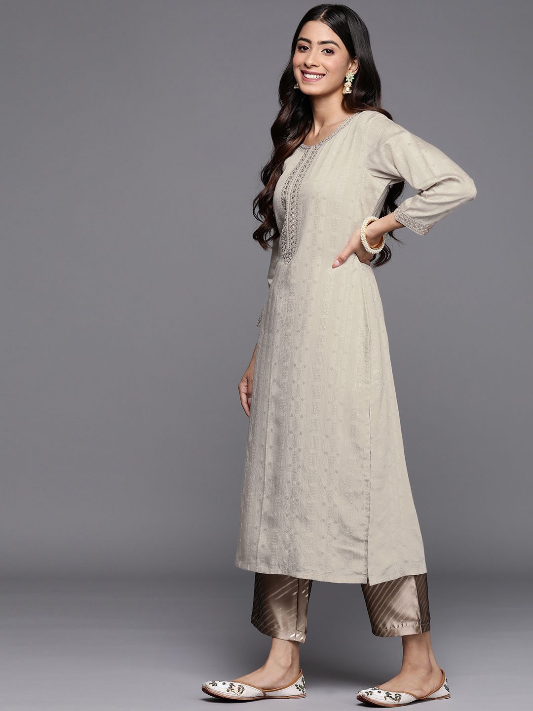 Libas Woven Design Pastels Dobby Kurta