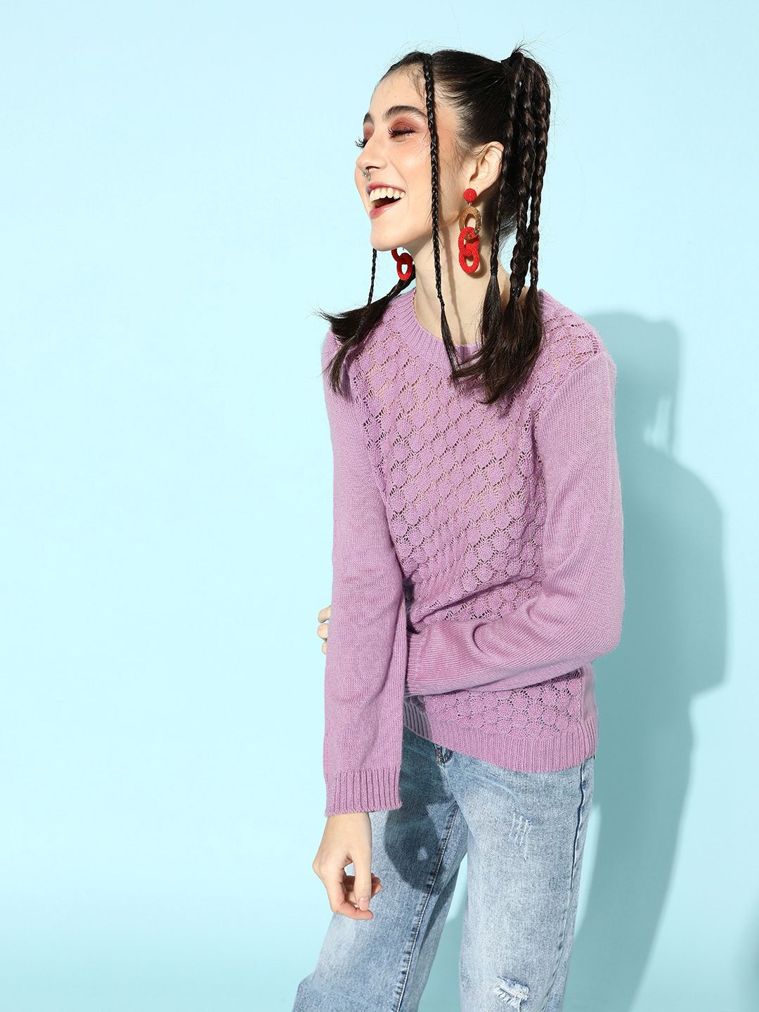 STREET 9 Women Lavender Acrylic Pullover