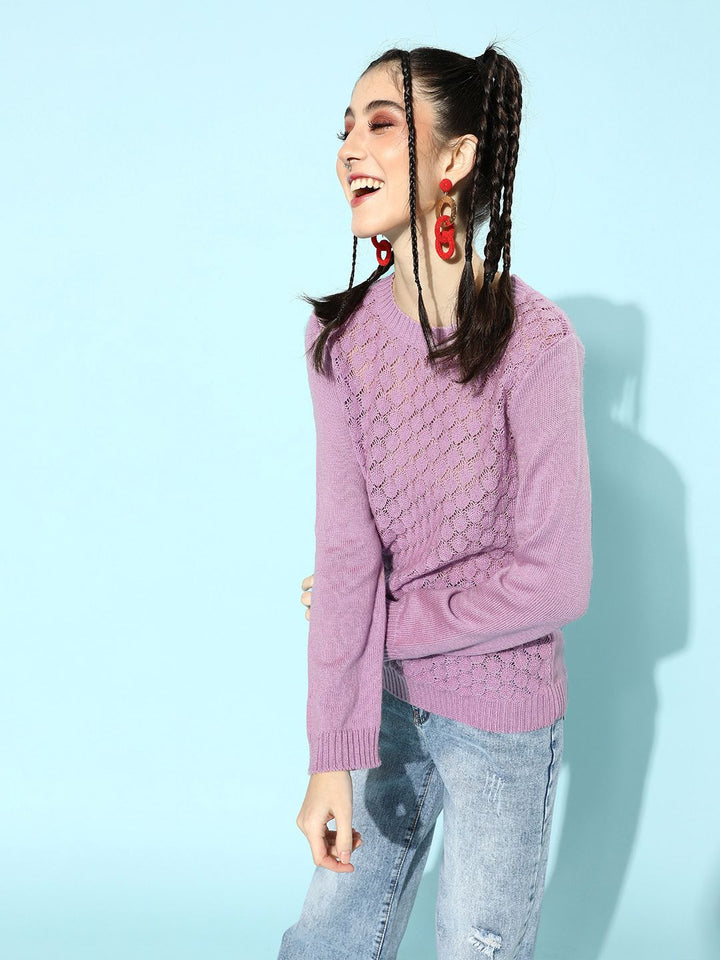 STREET 9 Women Lavender Acrylic Pullover
