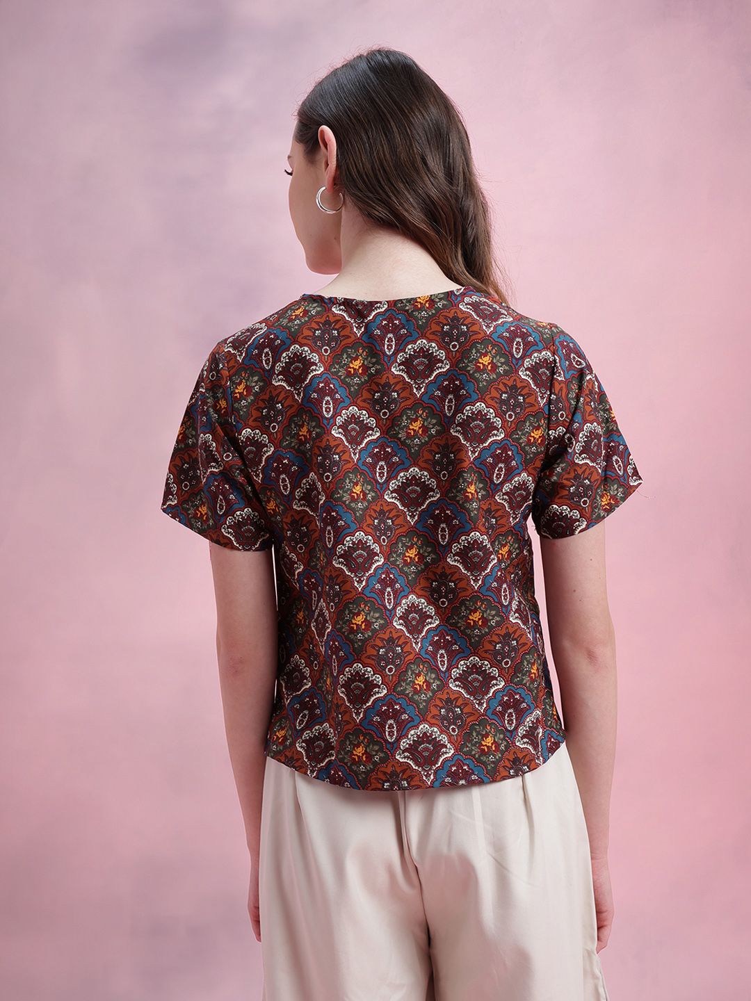 DressBerry Ethnic Motifs Print Top