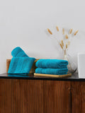 MYTRIDENT Teal Blue Set of 4 Soft  Plush Cotton Hand Towel