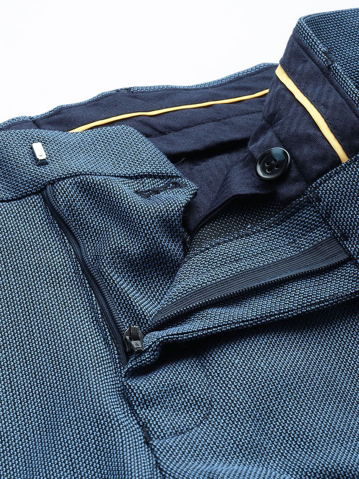 Raymond Men Self Design Textured Slim Fit Formal Trousers