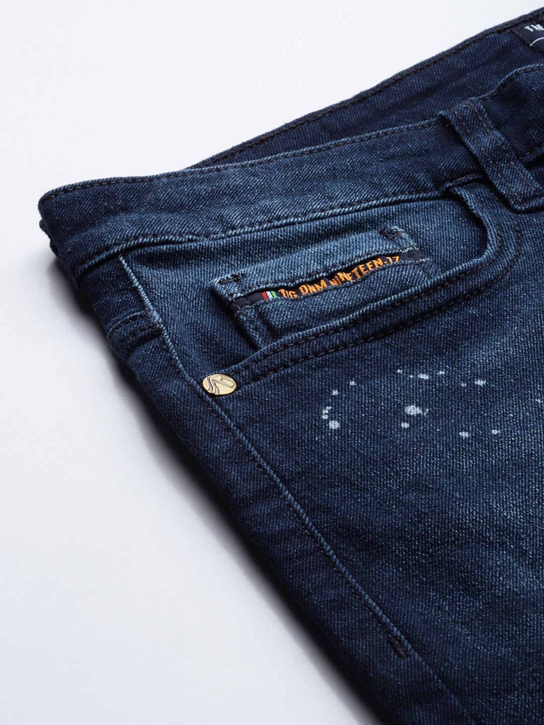 The Indian Garage Co Men Blue Slim Fit Low Distress Light Fade Stretchable Jeans