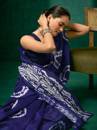 Mitera Purple & White Tie and Dye Art Silk Saree