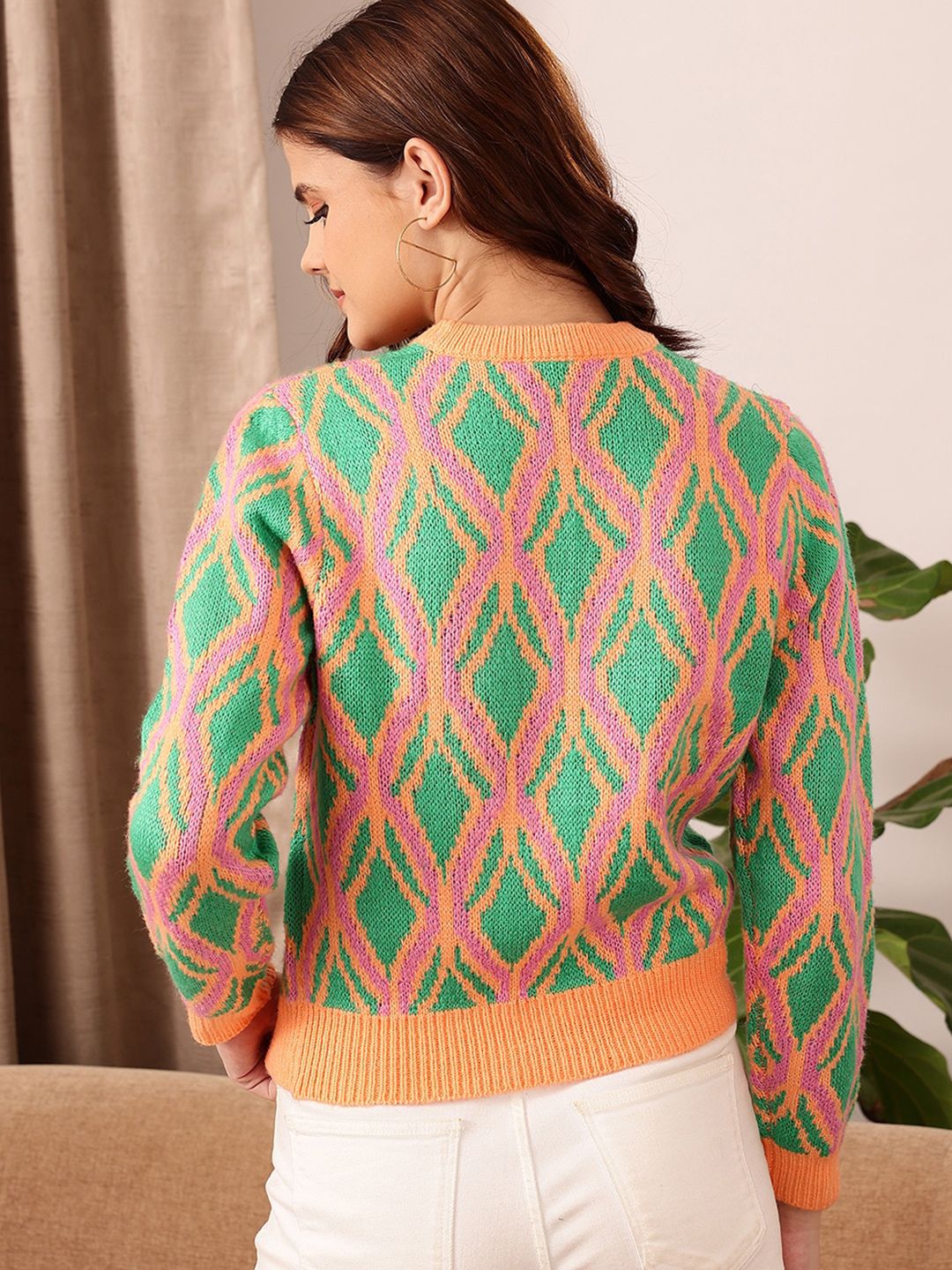 STREET 9 Geometric Printed Pullover Sweater