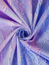 KLOTTHE Purple & Blue Floral 400 TC King Bedsheet with 2 Pillow Covers