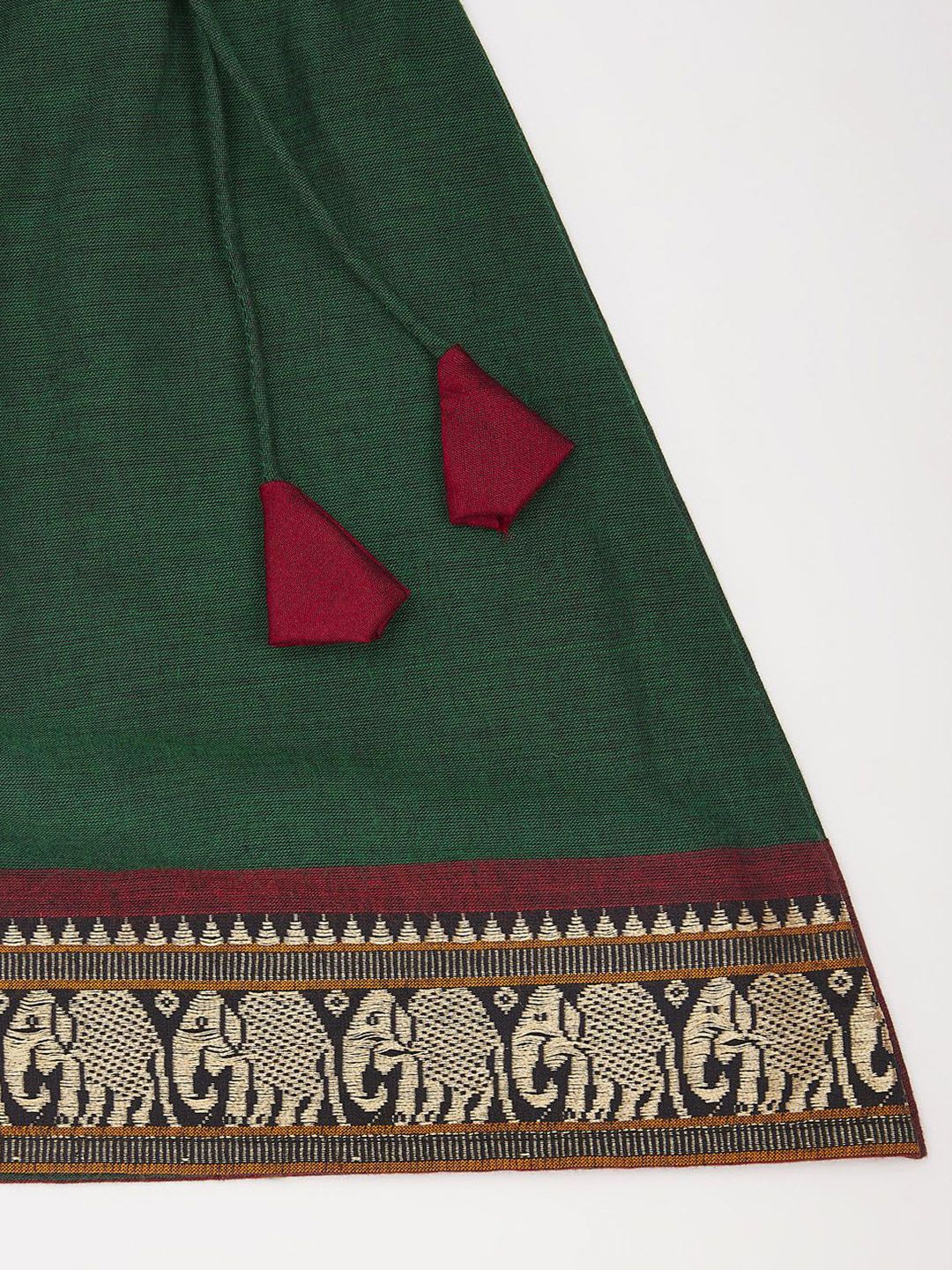 VASTRAMAY Girls Embroidered Thread Work Puffed Sleeves Cotton Ready to Wear Lehenga Choli