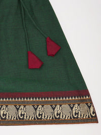 VASTRAMAY Girls Embroidered Thread Work Puffed Sleeves Cotton Ready to Wear Lehenga Choli
