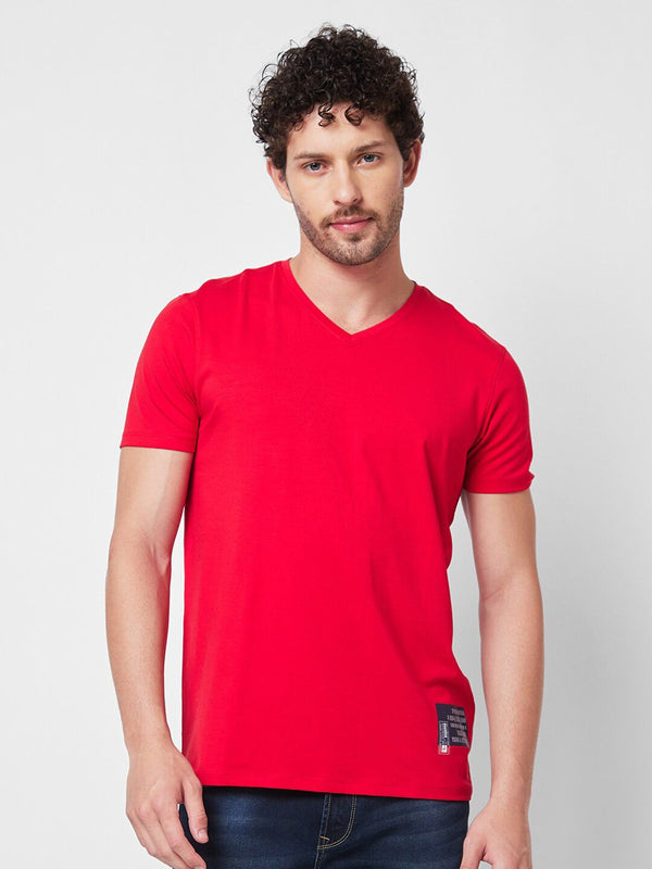 SPYKAR V-Neck Cotton Slim Fit T-shirt