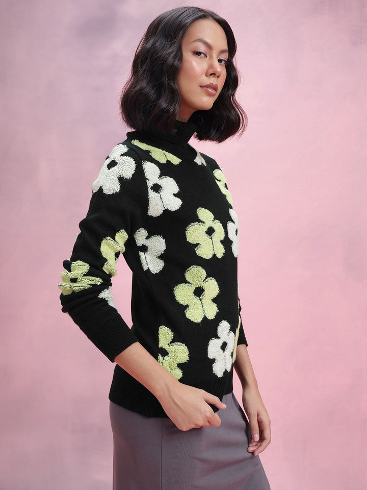 DressBerry Floral Turtle Neck Pullover