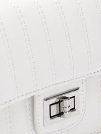 Lino Perros Women Striped Structured Satchel Bag with Quilted Detail