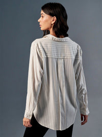AND Vertical Stripes Spread Collar Casual Shirt