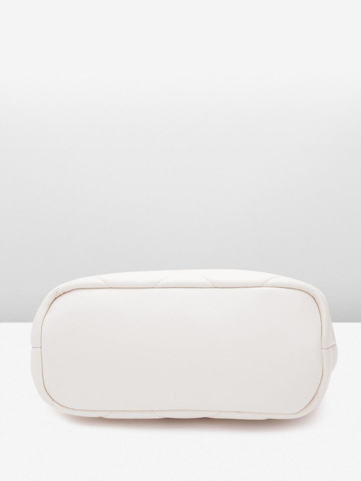 Lino Perros Women Geometric Textured Structured Handheld Bag with Quilted Detail