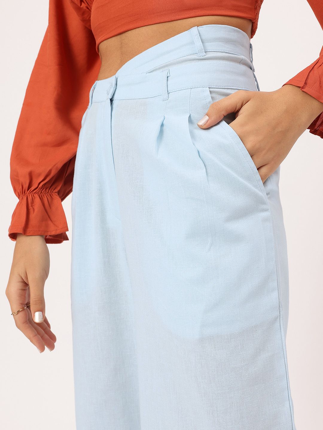 DressBerry Women Asymmetric Waist Pleated Formal Trousers