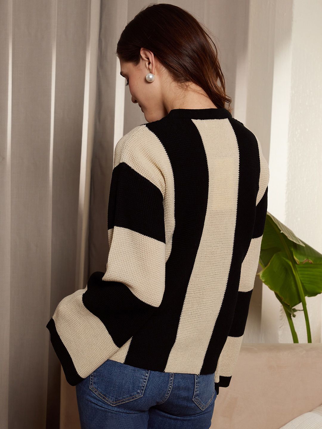 Berrylush Striped Acrylic Pullover Sweater