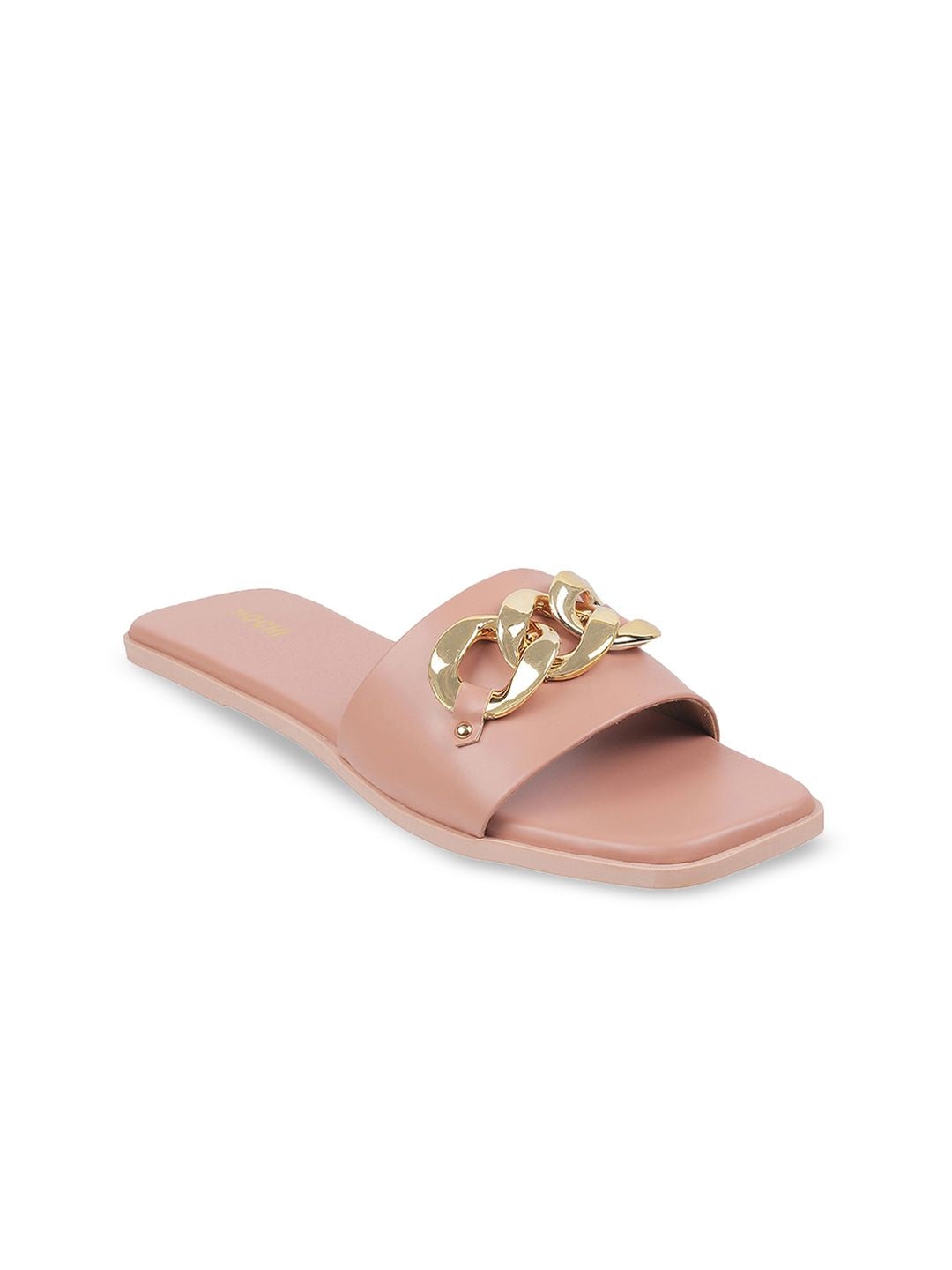 Mochi Women Pink Embellished Open Toe Flats
