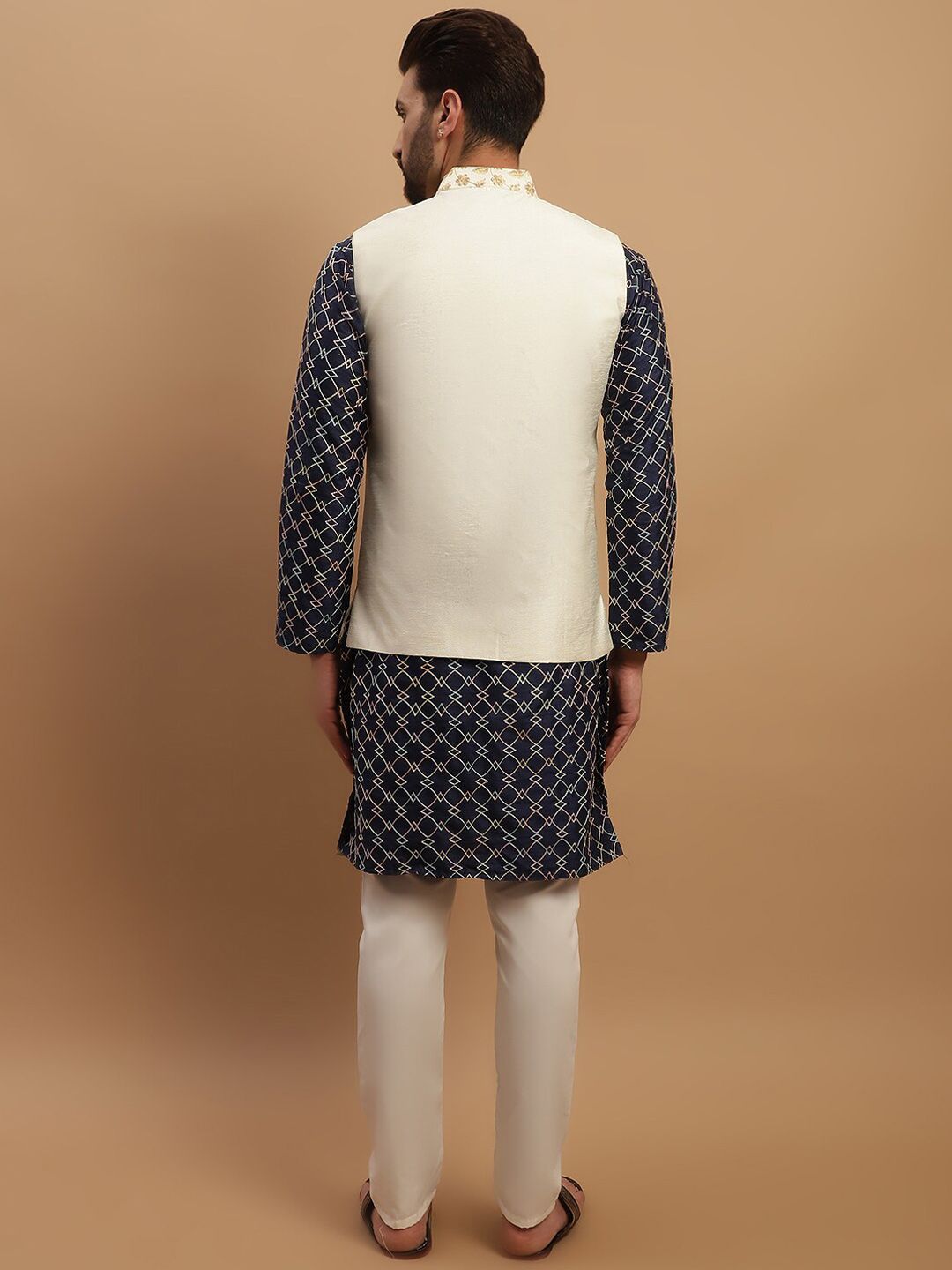 SOJANYA Ethnic Motifs Embroidered Kurta with Churidar & Nehru Jacket