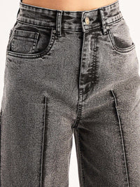 SASSAFRAS BASICS Women Straight Fit High-Rise Heavy Fade Acid Wash Stretchable Jeans