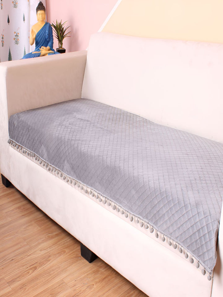 STITCHNEST Grey Self Design 2 Seater Sofa Cover