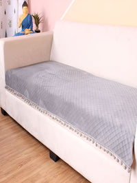STITCHNEST Grey Self Design 2 Seater Sofa Cover