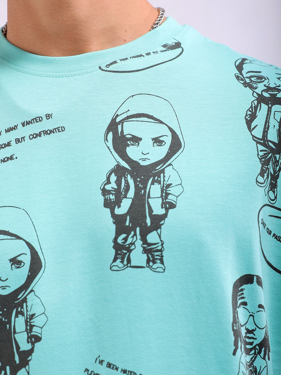 The Indian Garage Co Men All Over Printed Round Neck Boxy Oversized T-shirt