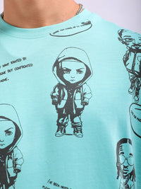 The Indian Garage Co Men All Over Printed Round Neck Boxy Oversized T-shirt