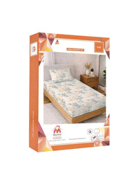 Myntra Elegant Homes Floral 300 TC Cadar Bujang Berwarna Krim dengan 1 Sarung Bantal