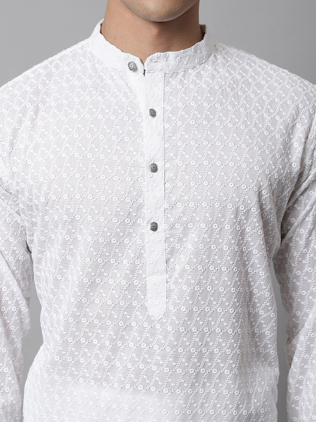 Jompers Ethnic Motifs Embroidered Regular Chikankari Pure Cotton Kurta with Churidar