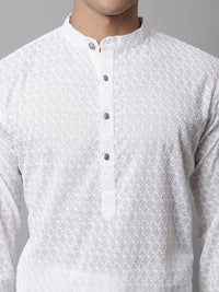 Jompers Ethnic Motifs Embroidered Regular Chikankari Pure Cotton Kurta with Churidar
