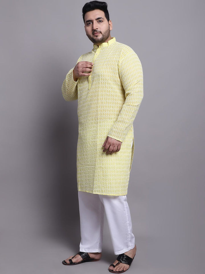 SOJANYA PLUS Ethnic Motifs Embroidered Kurta With Pyjamas & Nehru Jacket