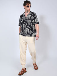 Campus Sutra Men Comfort Foliage Printed Cuban Collar Oversized Casual Shirt