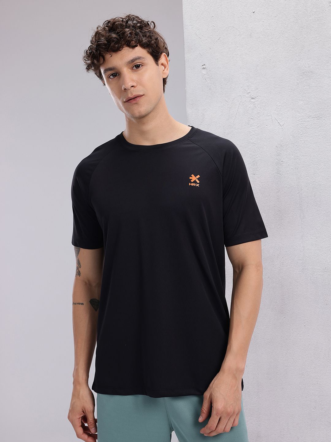 HRX by Hrithik Roshan Brand Logo Print Detail Raglan Sleeves Training T-shirt