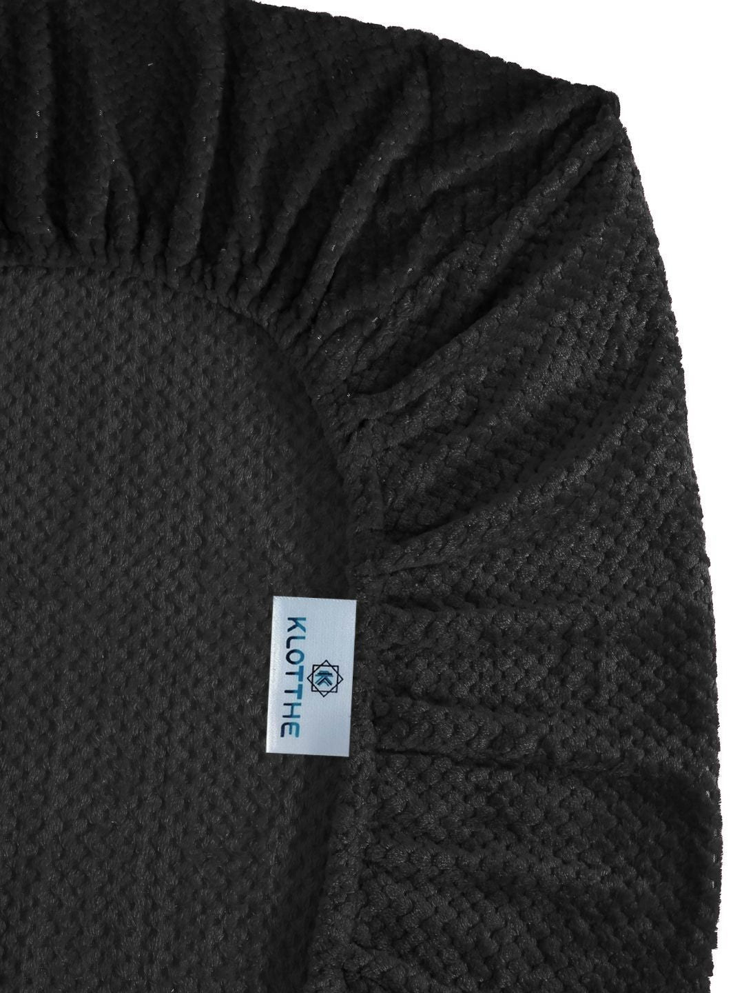KLOTTHE Black 300TC Woolen Fitted Double King Bedsheet & Pillow Covers