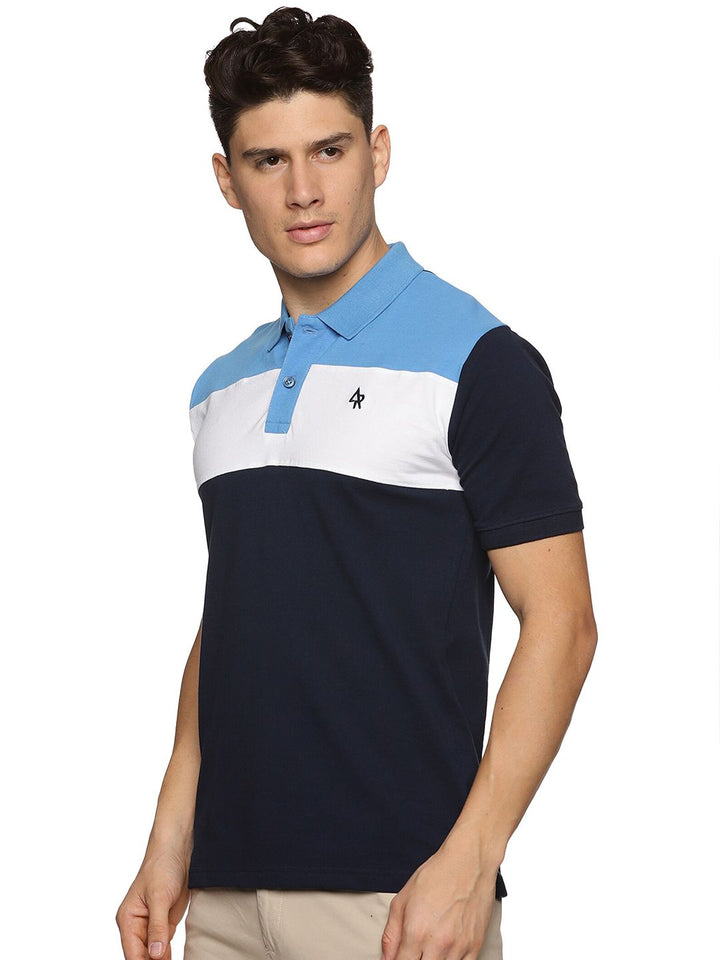 ADRO Colourblocked Cotton Polo Collar T-shirt
