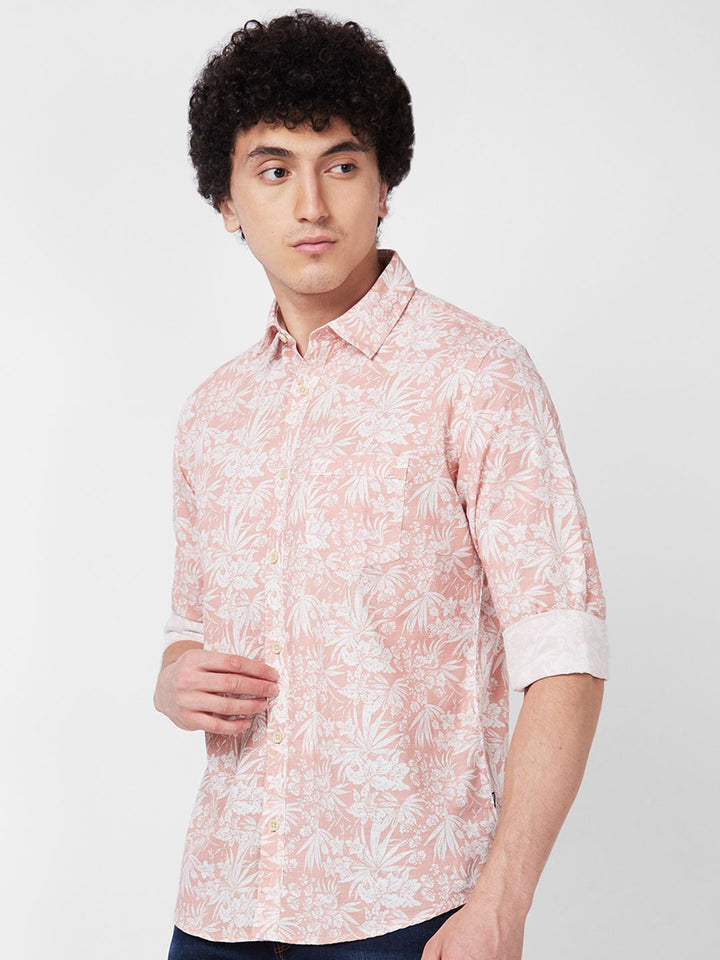 SPYKAR Floral Printed Spread Collar Cotton Casual Shirt