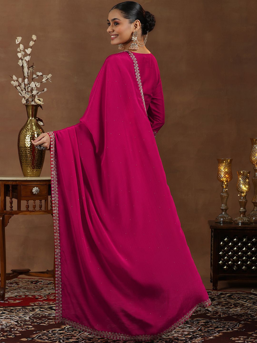 Libas Floral Embroidered Kurta With Trousers & Dupatta
