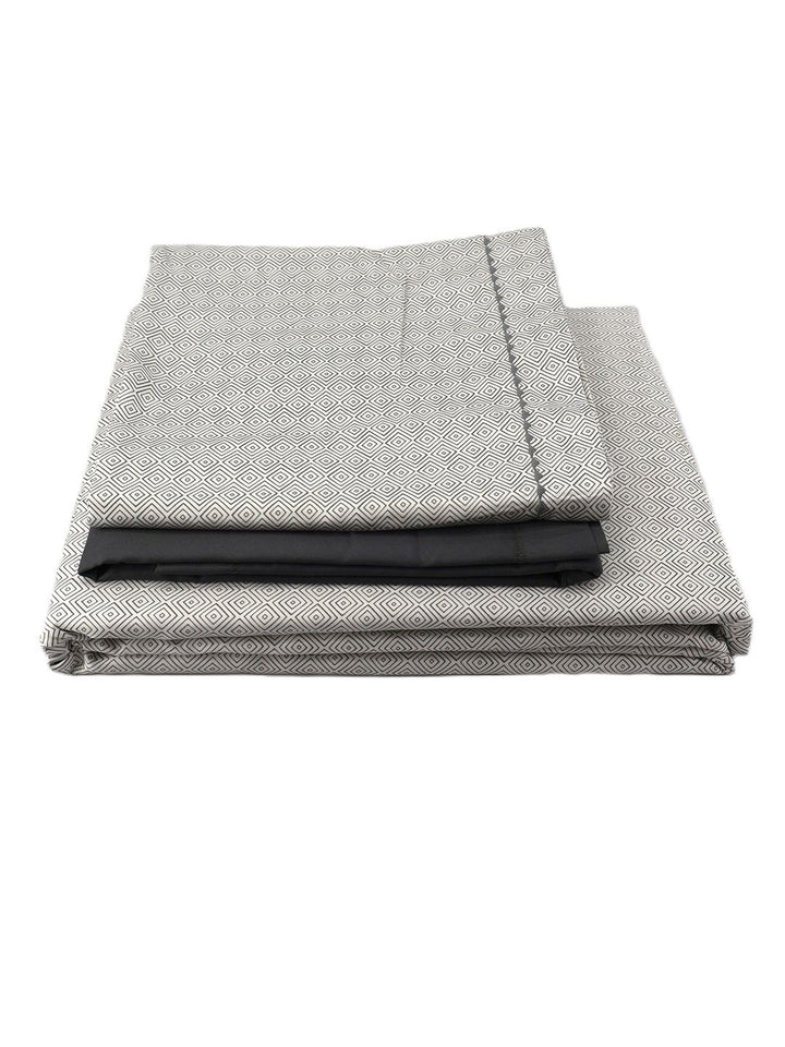 BOMBAY DYEING Rigel living Grey Printed Cotton 400 TC King Bedsheet with 4 Pillow Covers