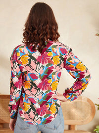 Berrylush Floral Printed Tie-Up Neck Top