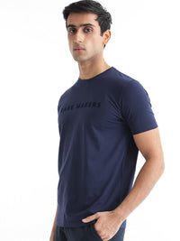 RARE RABBIT Men Burke Typography Printed Cotton Slim Fit T-Shirt