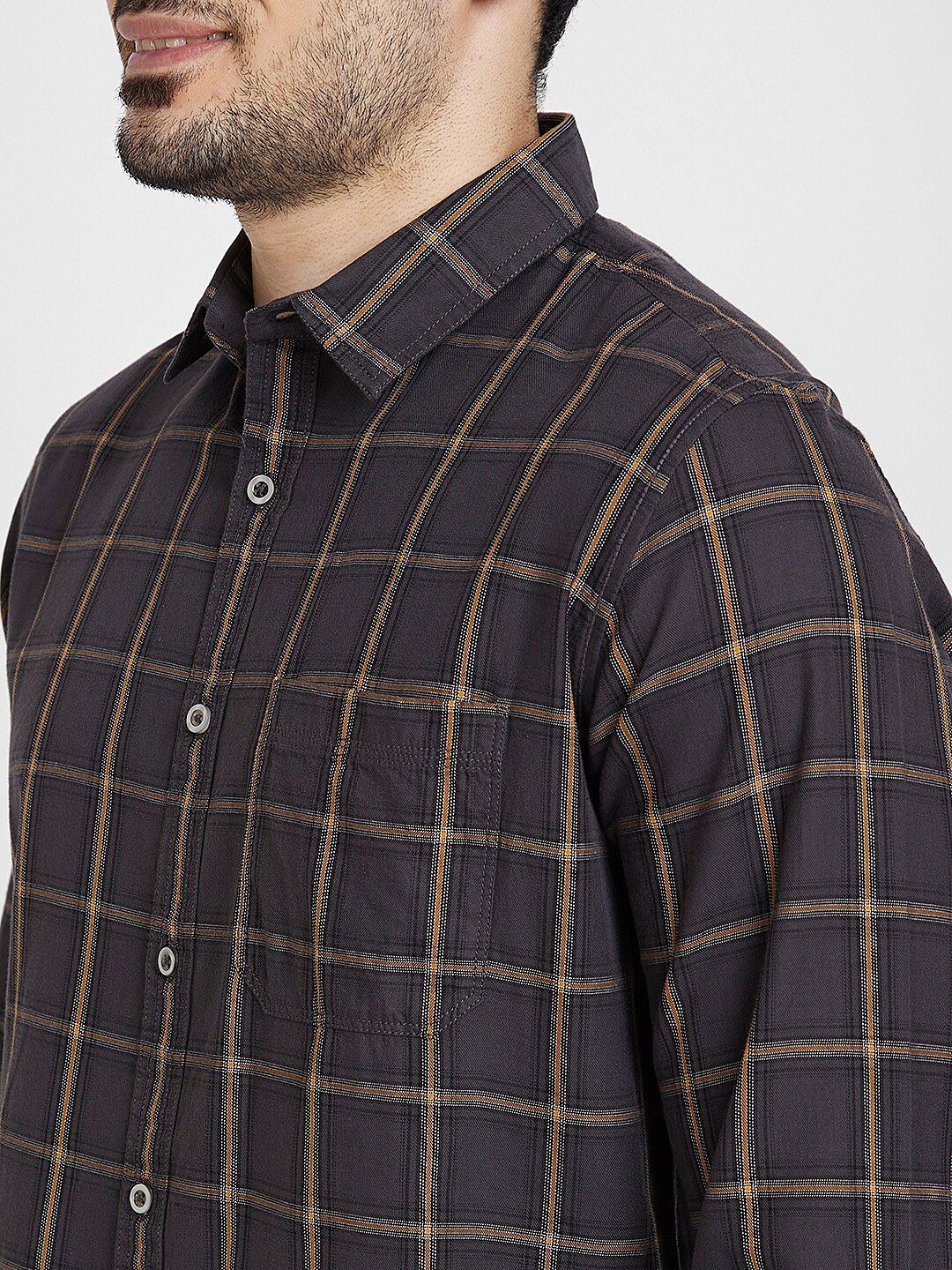 SPYKAR Classic Slim Fit Windowpane Checked Casual Cotton Shirt