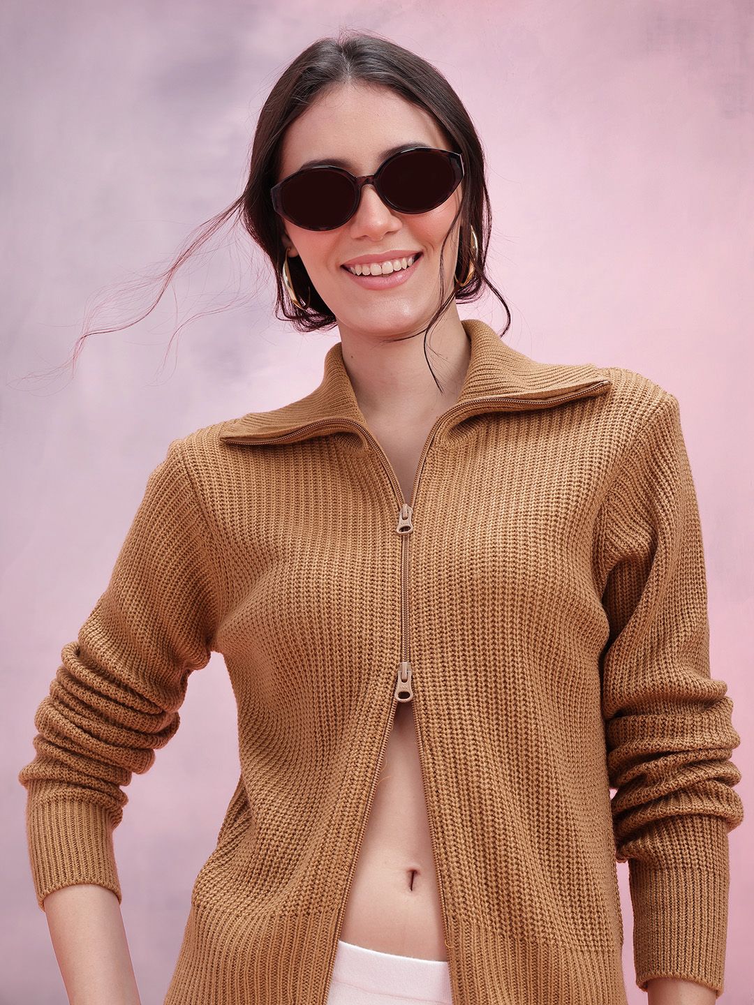 DressBerry Women Ribbed Acrylic Cardigan