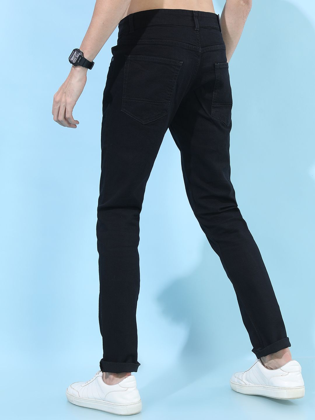 HIGHLANDER Men Black Slim Fit Mid-Rise Clean Look Stretchable Jeans