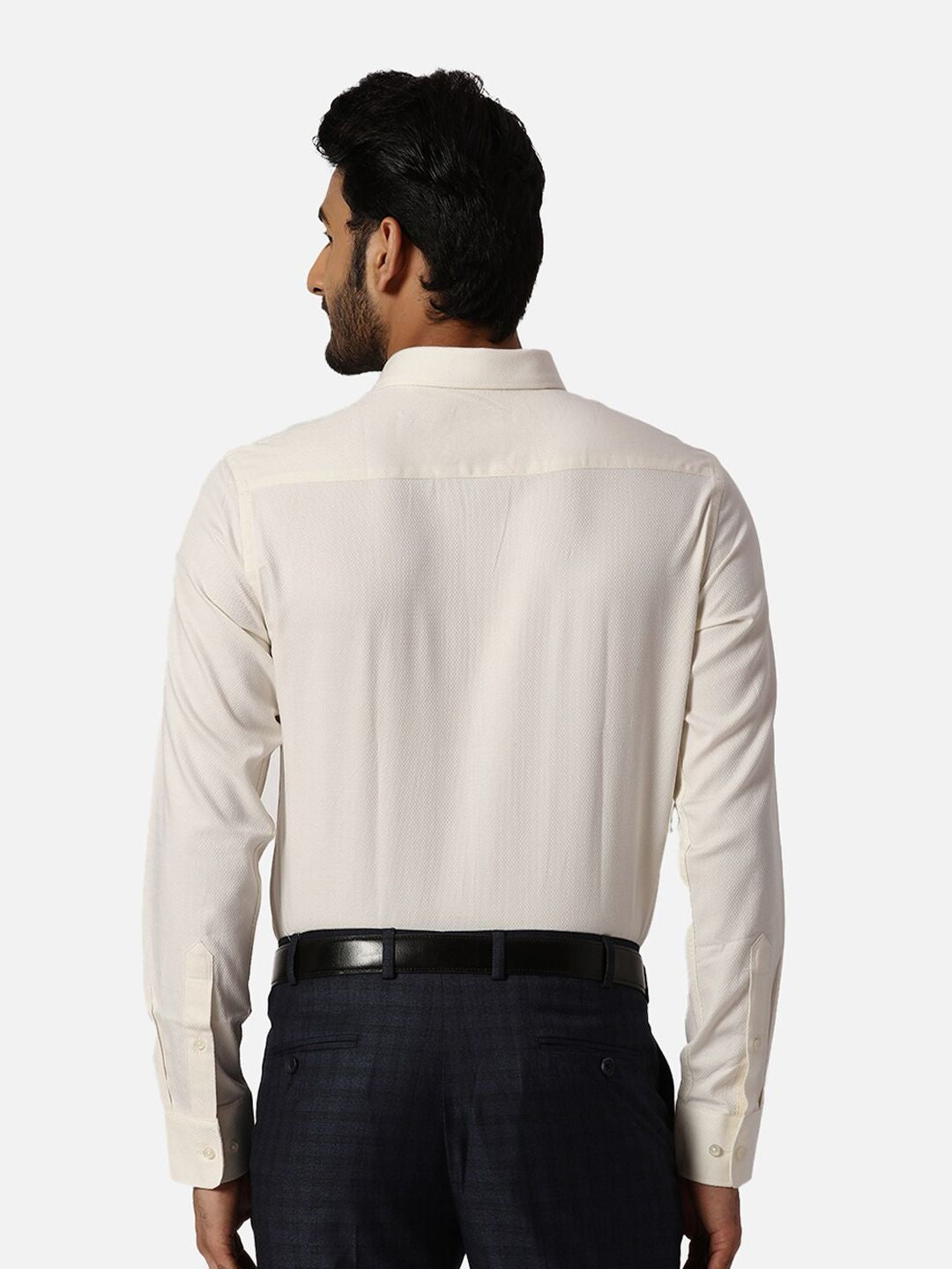 Park Avenue Self Design Spread Collar Slim Fit Cotton Formal Shirt