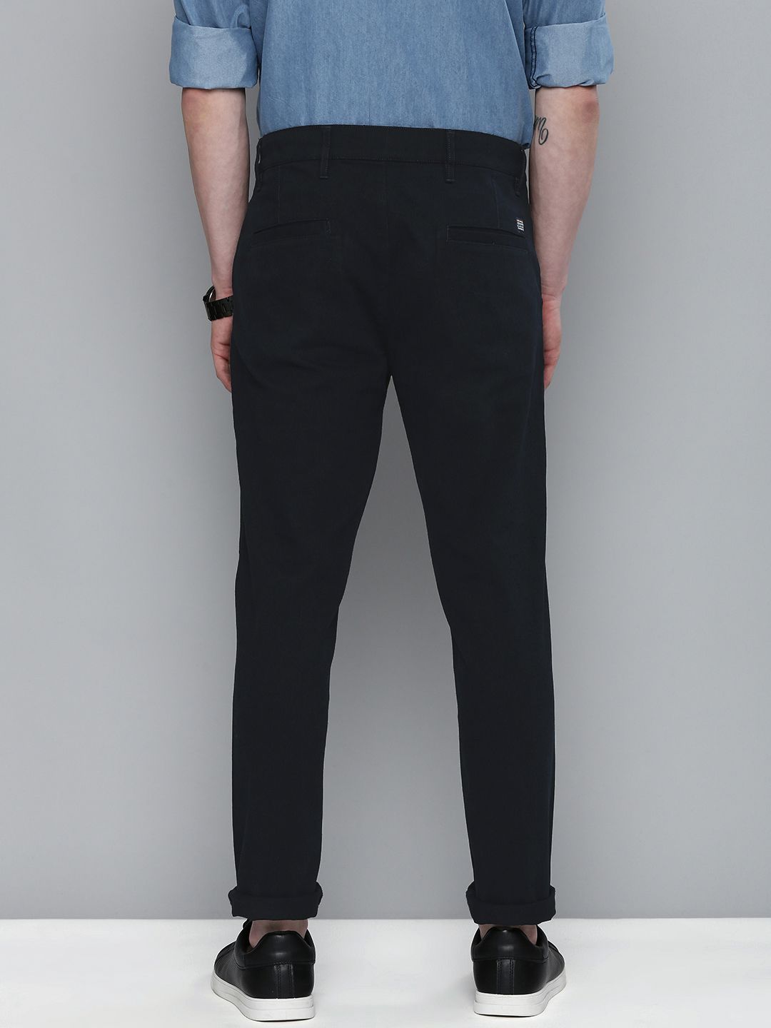 The Indian Garage Co Men Navy Blue Slim Fit Trousers