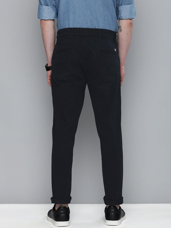 The Indian Garage Co Men Navy Blue Slim Fit Trousers