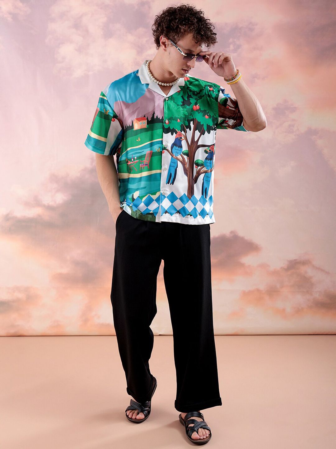 The Indian Garage Co Men Relaxed Fit Fauna Printed Resortwear Shirt