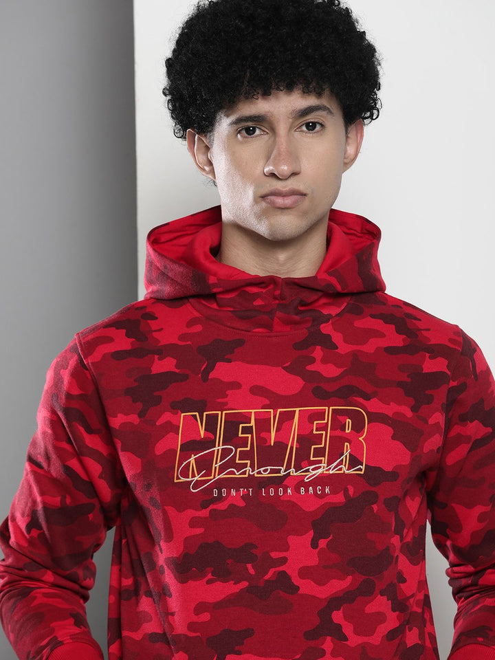 The Indian Garage Co Men Red Printed Hooded Sweatshirt